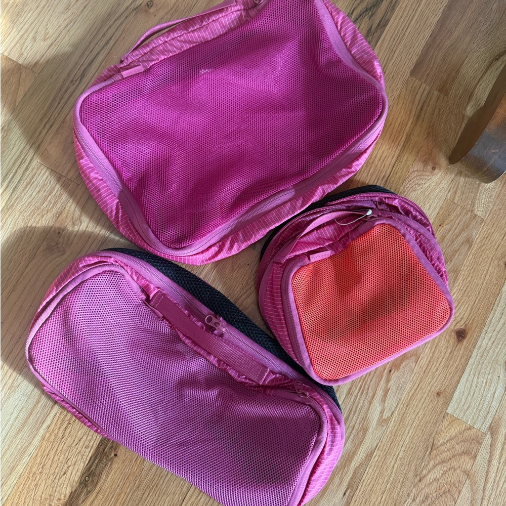 Lululemon Pink and Orange Travel Organizer Set